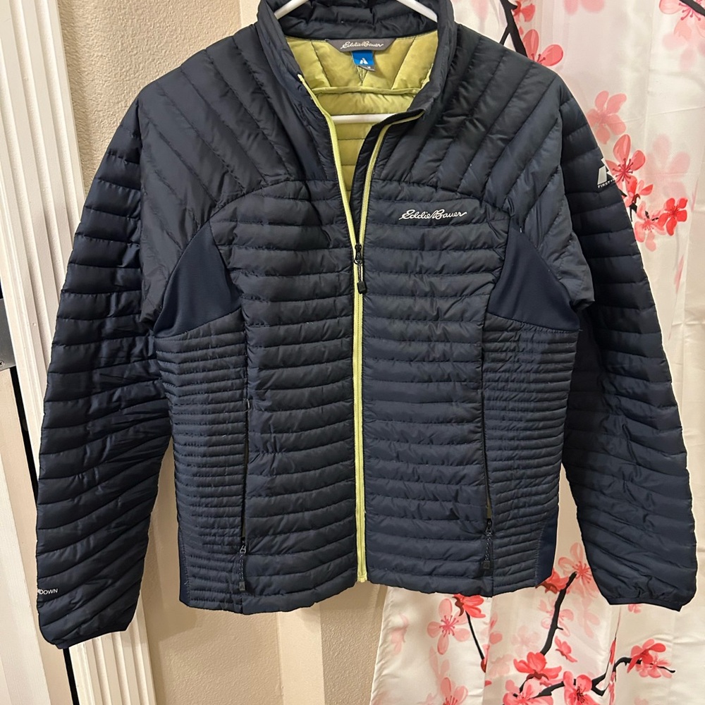 Eddie Bauer Black Quilted Jacket with Lime Interior